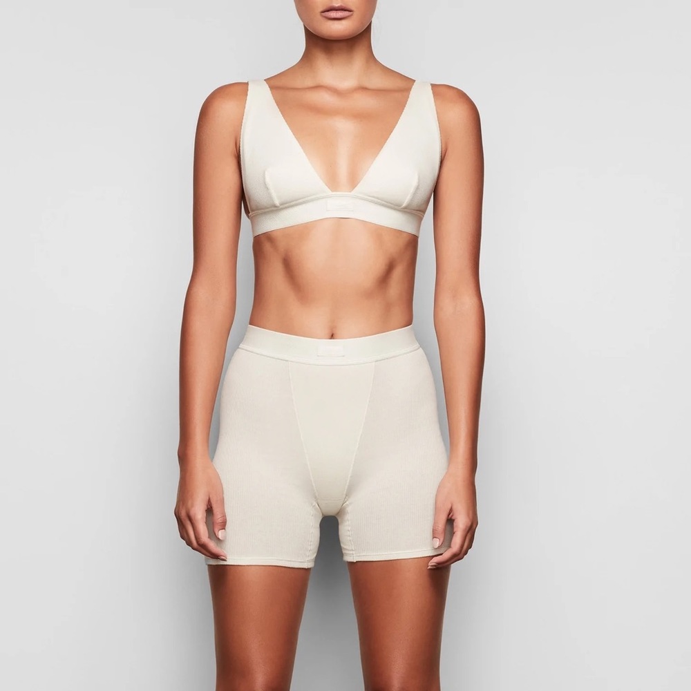 SKIMS COTTON RIB BOXER SMALL BONE